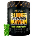 ALPHA LION Superhuman Extreme High Stim Pre Workout Powder, Beta Alanine, L-Taurine & 356mg Kafein Sumber untuk Energi Terlarang, Nitric Oxide & Citrulline untuk Pompa (21 Pelayan, Sour Gummy Bear)