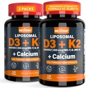 Vitamin D3 20.000 IU + K2 Vitamin (MK4 & MK7) 200mcg + Calcium Citrate, Optimal Vitamin D3 K2 Softgel - Strong Bone & Muscle, Calcium Absorpsi, Membantu Penyewa Vitamin D, Mudah ditelan, 2Pack