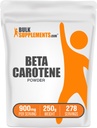 BulkSuplements.com Beta Carotene Powder - Beta Carotene Suplemen, Vitamin A Suplemen Ammune dan Vision Dukungan - Gluten Bebas, 900mg per Serving, 250g (8.8 oz) (Paket 1)