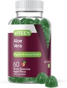 Viteey Aloe Vera Gummies untuk orang dewasa - 50mg - Aid in Dibuble and Immune Health - Aloe Vera Suplement - Vegan, Gelatin Free, Gluten Free, GMO Bebas, Tasty Chewable Raspberry Flavored Gummy