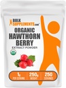 BulkSuplements.com Organic Hawthorn Berry Extract Powder - Hawthorn Berry Suplement - Herbal & Gluten Free, 1g per Serving, 250g (8.8 oz) (Paket 1)