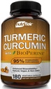 NutriFlair Turmeric Curcumin dengan BioPerine - 1300mg, 180 Capsules - 95% Standardisasi Curcuminoid Turmeric Extract dengan Black Pepper untuk Absorpsi Optimal - 180 Capsules