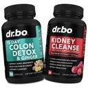 Colon Cleanser Detox & Kidney Cleanse - 15 Day Colon Cleanse Pills with Ginger & Kidney Detox Supplemen Cranberry - Pergerakan Bowel untuk Instinal Stomach Bloating Gut & Kidneys