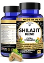 Lunakai USA Made Pure Shilajit Capsules with Ashwagandha, Rhodiola & Cordyceps - Extra Kekuatan Shilajit Extract for Men & Women, 60ct