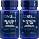 Ekstensi Hidup Melonalin IR / XR, 1.5 mg, selanjut- dan Extended- Lepaskan Formula untuk Optimal Sleep Dukungan, circadian sehat, Cellular Pertahanan, Gluten- Free, Non-GMO, 2 X 60 Capsules