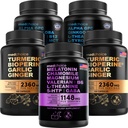MEDCHOICE Sleep Melonatin (90ct), Turmeric & Ginger (240ct Brain (120ct) Support Bundle - Wellness Trio for Brain, & Imune Dukung - Vegan, Non-GMO, Gluten- Free