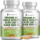 JB Wellness Oregano Oil, Ekstrak Bawang, Olive Leaf, dengan Astragalus - Dukungan Imune & Digetical Health Supplemen Perempuan dan Pria - 120 Cacah
