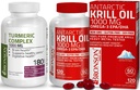 Bronson Turmeric Curcumin dengan Potency Tinggi BioPerine Bersama Dukungan + Bronson Antartika Krill Oil 1000 mg dengan Omega- 3 EPA, DHA