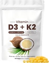 Naturespeak Vitamin D3 K2 100000 IU, 2-in- 1 Coconut Oil Softgels dengan 10.000 IU V3 + 200 MCG Vitamin K2 untuk Bone, Imune & Heart Dukungan 124; Mudah untuk Swallow, Non-GMO, 300 Softgeels