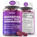 Resveratrol Supplemen 1500mg - Resveratrol Gummies Support NAD, NMN & NMNH Synergy, with Quercetin, Grape Seed, Acai Berries Extracts for Antioksidant, Healthy Aging & longevity, Skin, Brain - 2Pcs