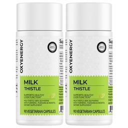 OxyEnergy Silymarin Milk Thistle 300mg Extract dengan Vitamin C, Inositol & Pueraria, Liver Detox & Repair Dukungan, Dukungan Antioksidant, 90 Capsules, Paket 2