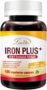 Lovita Iron 18 mg, 6 dari 1 Tambahan Besi untuk Perempuan, Vitamin C, Dong Quai & B12, Vegan Vitamin untuk Mendukung Produksi Sel Darah Merah Tanpa Sembelit, 120 Kapsul