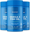 Tambahan OMAPURE Oil Oil Omega 3 Fatty Acids (3 Bottles, 120 Softgels) - EPA Tinggi, DHA, & IFOS Pil Minyak Ikan Dukungan Hati & Gabungan Kesehatan - Pemroses Minyak Ikan Burpless Fungsi Otak