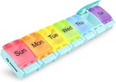 AUVON Weekly Pill Organizer Arthritis Frid, BPA Free Travel 7 Day Pill Box Case with Spring Open Design and Large Comment to Hold Vitamin, Cod Liver Oil, Suplemen and Medication
