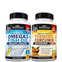 Triple Strength Omega 3 Fish Oil Softgeels (2 Bulan Suply) Plus Turmeriic Curcumin dengan Black Pepper Extract 1500mg Complex (2 Pasokan Bulan)