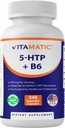 Vitamatic 5- HTP 200mg dengan B6 5mg Per Serving - 240 Vegetarian Capsules (5- Hydroxypyptophan) - (Destonia Simplicifolia Seed Extract)