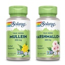 SOLARAY Mullein Leaf 330 mg dan Marshmallow Root 480 mg - Wellness Bundle - Herbs High di Mucilales Soluble Fiber for Soomthing Dukung - Vegan, Non-GMO, Lab Verifikasi, 60- Hari Jaminan, 200 / 100 VexCaps