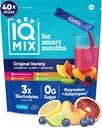IQMIX Hydration Electrolite Powder - 4-1 Formula for Hydration, Mental Clarity, Mood dan Recovery - Sugar- Free Drink Mix, Keto, Magnesium L- Threbonate, Lion 's Mane - 40 Count Variety Pack