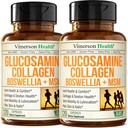 Glucosamin Chondroitin MSM dengan Collagen Peptides yang hidrolyzed - Bersama Suplemen Dukungan dengan Quercetin, Bromelain & Boswellia Ekstraksi - Pil Collagen untuk Nails Rambut - FSA Eligly 2 Pack