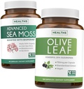 Laut Moss & Olive Leaf Extract (1 - Bulan Suply) Olive Moss Blend - Mass Laut Organik - Gegan Raw (60 Caps) & Olive Leaf Extract Super Kekuatan: 20% Oleuropein - Vegetarian (120 Caps)