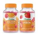 Lifeable Calcium dengan Vitamin D + Prebiotic Fiber 5g, Gummies Bundle - Great Tasting, Vitamin Suplemen, Gluten Bebas, GMO Bebas, Chewable