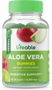 Lifeable Aloe Vera Suplement Gummies for Dewasa - 10.000 mg - Great Tasting Natural Flavored Gummy - Gluten Free, Vegan, Non-GMO Cheable - untuk Dewasa, Pria, Perempuan - 60 Gummies