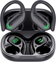 Bluetooth pendengar nirkabel 5.4 Headphone, 96hrs Playtime, Wireless Charging Case LED Show, Over Ear Headphones, ENC Noise Cancelling, Hi- Fi Sound, IP7 Waterproof, for Sports Workout (Deep Black)