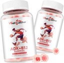 Vitamin ADK + B12 Gummies Suplemen: Vitamin D3 K2 (MK-7) dengan B12 untuk Women Chelable Vegan Dukung Bone Brain Immune Heart Sugar Free Raspberry Flavored 2 Packs