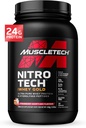 Whiy Protein powder, MuscleTech Nitro- Tech Whey Gold Protein Powder, Whey Protein isoate Smoothie Mix, Powin Powder for Women & Men, Strawberry Protein Powder, 2 pon (28 Serv) -package varies
