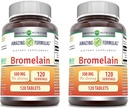 Amazing Formulas Bromelain 500 Mg Tablet Suppplement None-GMO 124; Gluten Free 124; Made in USA (120 Count 124; 2 Pack)