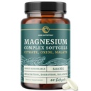 Triple Magnesium Softgeels 126; Citrate, Malate, & Oxide 124; Suplemen Magnesium Absorbable untuk Dibuble, Calm, Leg Crass, & Sleep 124; 300mg Complex 124; Mudah untuk Swallow Soft Gels 128; 60 Count