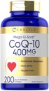 Carlyle CoQ10 400 mg Softgeels 124; 200 Count 124; Tinggi Absorpsi Koenzim Q10 124; dengan LADA Hitam Ekstrak 124; Non-GMO dan Gluten Free Suplemen