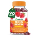 Tefeable Teens Biotin 1000mcg Gummies: 124; Vitamin B7 124; Vegan Biotin Suplemen 124; Tasting Biotin Gummies untuk Pertumbuhan Rambut, Kulit sehat dan Nails 124; Biotin Vitamin untuk Teens 124; 90 Gummi