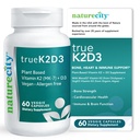 Tanaman TrueK2D3 NatureCity TrueK2D3 Based Vitamin K2 MK7 (90 mc3 from Algae (2.500 IU) 2 in 1 Vitamin D3 K2 Suplemen untuk Bone, Heart and Immune Health - 60 Vevgie Capsules