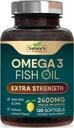 Tambahan Minyak Ikan Omega 3 Tambahan 2400 mg - EPA Triple Kekuatan & DHA Minyak Ikan Omega 3, Suftgels Gendut, Suffels Otak & Heart Kesehatan Suplemen, Gluten Bebas Non-GMO, 120 Softgels