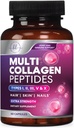 Suplemen Multi Collagen Suplemen 2400 mg - Tipes I, II, III, V & X Multi Collagen Peptides Pills for Women & Men, Suplemen Collagen Hydrolyzed, Hair, Skin, Nail, & Joint Support Suplemen, 60 Capsules