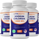 Vitamin Sodium Chloride 1000mg - 365 Tablet Electrolyte Replenisher & Hidration Dukungan - Non-GMO, Gluten- Free-3 Botol
