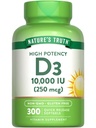 Nature 's Truth Vitamin D3 10.000 IU Softgeels 124; 300 Count 124; Ekstra Kekuatan 124; Non-GMO & Gluten Free Suplemen