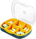 Weekly Pill Case Organizer, Small Travel Box Planner 6 Tray, Cute Pocket Purse Daily Medicine Dispenser Reminder for Vitamin, Suplemen, Fish Oil, Capsules, Tablet, Meds Penyimpanan Penyelundup
