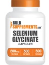 BulkSuplements.com Selenium Glycinate Capsules - Selenium Suplemen, Selenium 200mcg Capsules - Estile Trace Mineral, Gluten Free, 1 Capsule per Serving, 500 Count (Pack of 1)