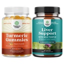 Bundle of Turmeric Curcumin Immune Support gummies and Liver Cleanse Detox & Repair Formula - Joint Dupport and Advanced Skin Care - with Milk Thistle Dandelion Root Turmeric and Artichoke Extract