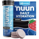 Nuun Energy Electrolite Tablet dengan Ginseng, Caffeine dari Green Tea Extract, Vitamin B12, B6, B5, Magnesium & 4 Electrolite lainnya, Gluten Free & Vegan, Berry Blast, 8 Pack (80 Servings Total)