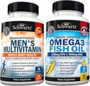 Advanced Daily Men 's Multivitamin dengan Vitamin C A B D3 E dan Zinc (1 Bulan Supply) Ditambah Triple Kekuatan Omega 3 Ikan Oil Softgel (Persediaan 1 Bulan)