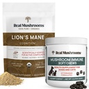 Jamur asli Lions Mane Powder untuk Manusia (60g) & Mushroom Pet Chews (60ct) - Bundle for Cognition & Imunity - Ashwagandha, Astragalus & More - Vegan, Non-GMO, Gluten- Free, Grain- Free