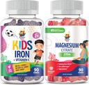 Magnesium Gummies for Adules & Iron Gummies for Kids & Adults - Iron Vitamin with Vitamin C.