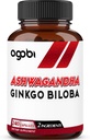 agobi 1600mg Ashwagandha dengan Ginkgo Biloba Suplemen - Super Extract Formula untuk Sistem Imune, Produksi Energi, Kesehatan Ingatan & Fokus - 240 Veggie Capsules