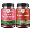 Bundle of Women 's Saw Palmetto and Resveratrol Suplement - Saw Palmetto Extract Capsules with Maca Root & Biotin for Hair Looss and AMK Metabolic Activator for Metabolism Boost & Cellular Efficiency