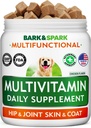 Bark & SPARK Dog Vitamin & Suplemen - Multivitamin Chewable Treats for Dogs - Glucosamin Chondroitin untuk Dukungan Gabungan + Omega untuk Skin & Koat + Program- Multi Vitamin untuk Pets Health - 120Ct