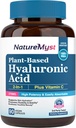 Suplemen Acid Hyaluronic, dengan Vitamin C, 250mg Plant - berbasis HA, 90 Vegan Caps, untuk Skin & Eyes, Produksi Collagen, Easy Absorbable