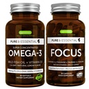 Omega-3 & Vitamin D3 1000iu + Focus Brain Booster Bundle, Fast- Acting 1-a- Day EPA & DHA rTG Wild Fish Oil + Caffeine, L- Theanine, Taurine & L-Tyrosine, B-Vitamin, Zinc & Copper, oleh Igenus